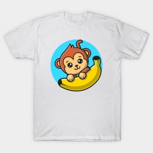 Cute Monkey Holding Banana T-Shirt